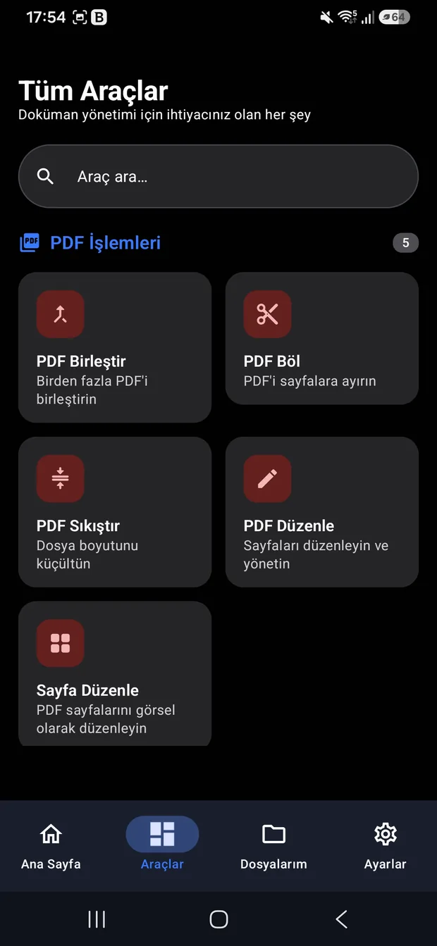 OmniDoc PDF işlemleri kategorisi: birleştir, böl, sıkıştır, düzenle, sayfa düzenle