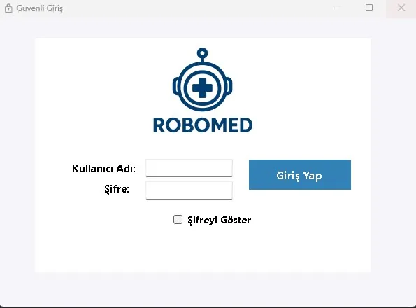 RoboMed masaüstü uygulaması — giriş ekranı